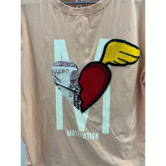 Fifth Loop Peach Motivation Money Heart T Shirt - Picture 3 of 6